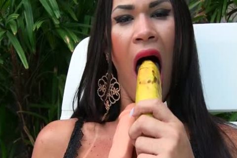 Sensual sheboy Erika Lee Masturbates With A Banana And Sticks A vibrator Up Her butthole