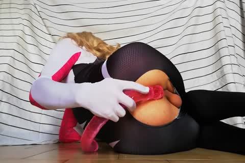 Spider-Gwen Trap vibrator Play And cum