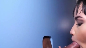 large wazoo Trans nailed In throat In Gloryhole Session