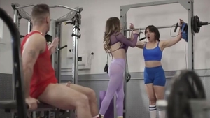 hooker TS Ties Up friend while Riding Teachers penis