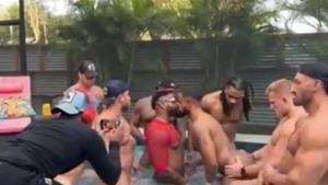 TS & Her Harem Of Musle men fuckfest Beach Party